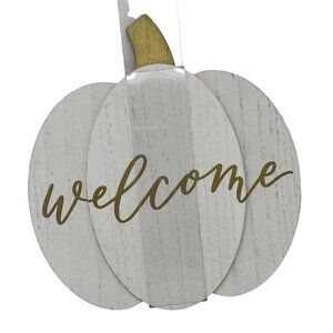 Fall Welcome White Pumpkin Door Wreath Decor 10 inch Home Decor Gold